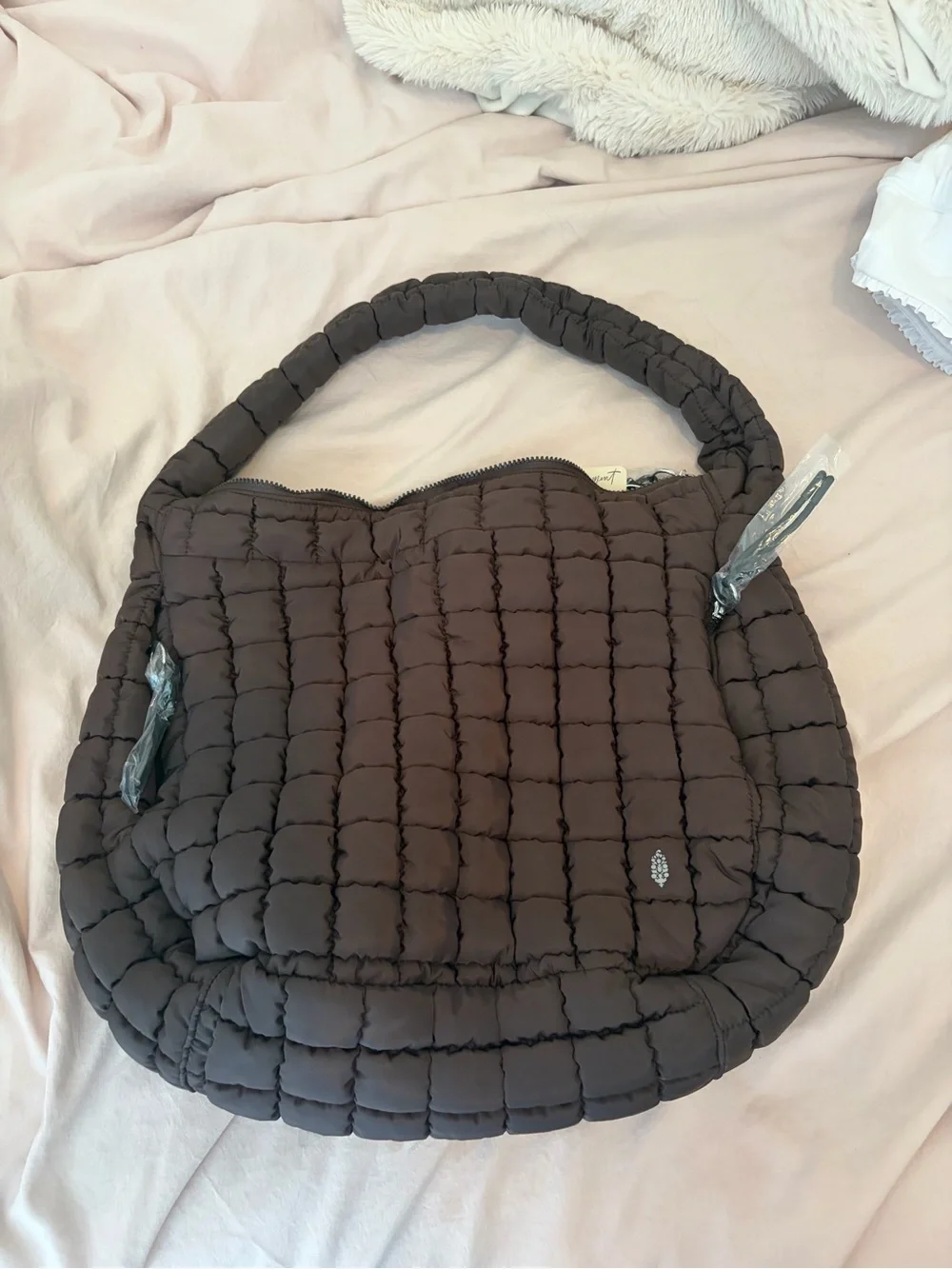 Free people quilted carryall Bag in chocolate